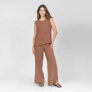 Plain Linen Buttoned Summer Set