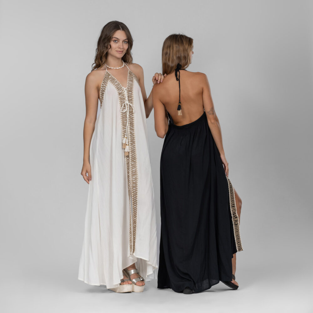 Summer Linen Raffia Dress